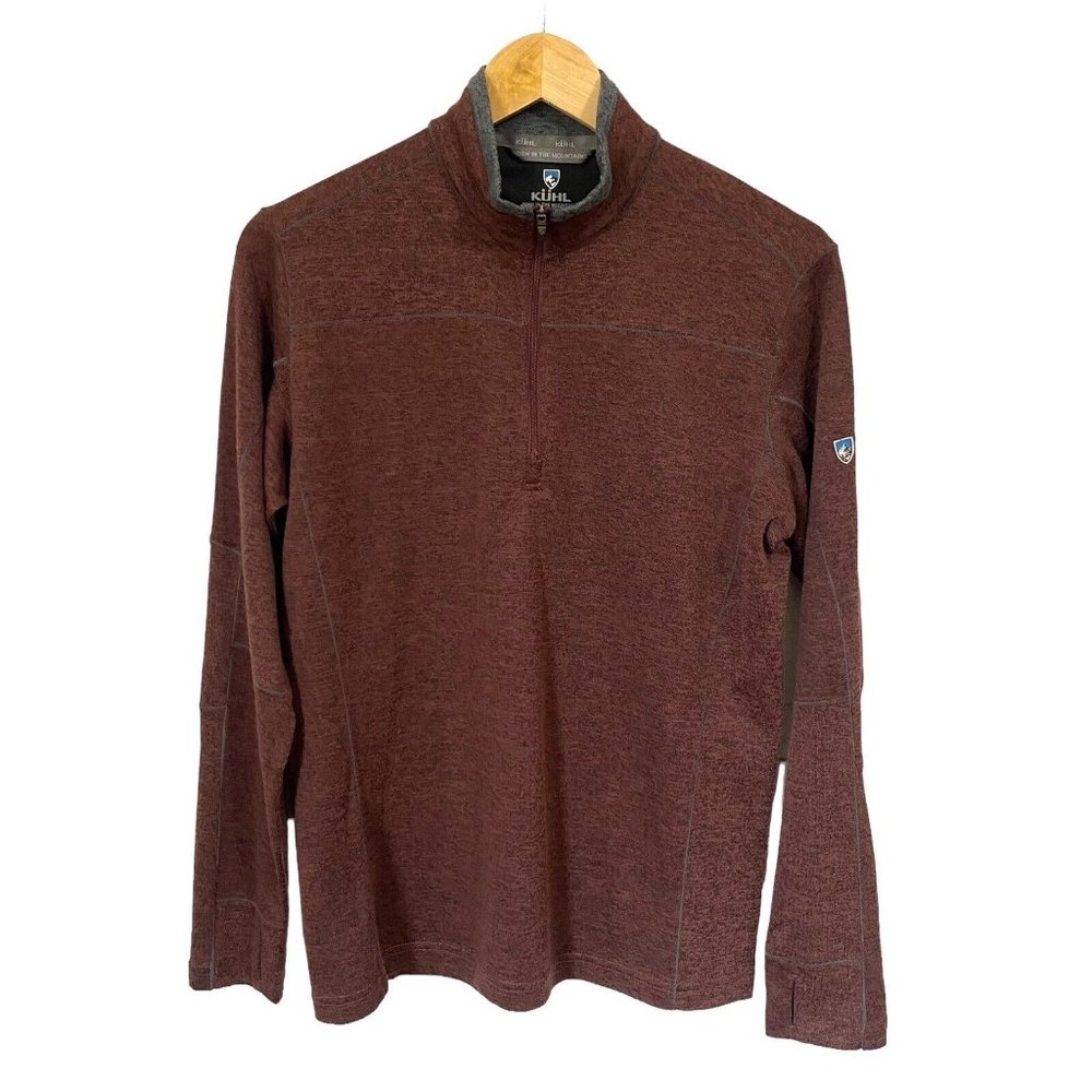 Kuhl Ryzer 1/4 Zip Long Sleeve Shirt Men Sz M Rare Maroon Brown Red Hiking EUC